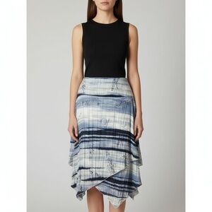 Laura Petites polyester, blue and white layered asymmetrical skirt MP NWT